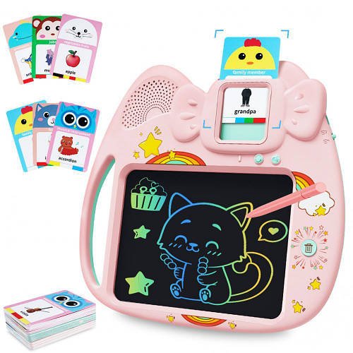 Дошка для малювання 2в1 (LCD планшет, акумулятор, музика, звук (англ), USB шнур, картки 112 шт) HRX03085Y