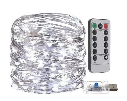 Світлодіодна LED Гірлянда-нитка «Краплі роси» від USB на 50 м Білий