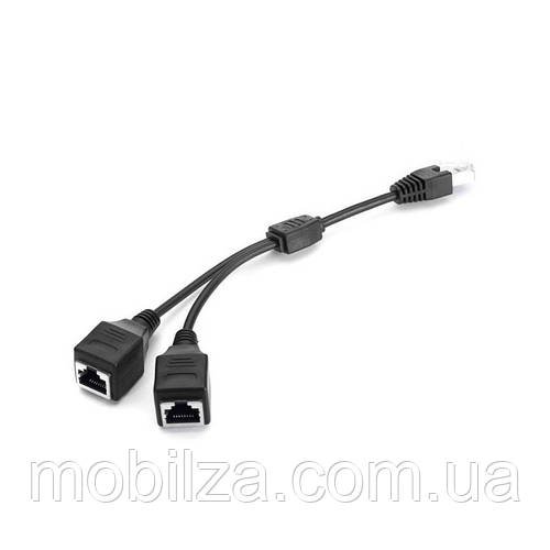 (Укр) Перехідник-розгалужувач крученої пари UTP Rj-45 M to 2*RJ-45 F (1 Rj45 to 2 Rj45) кабель