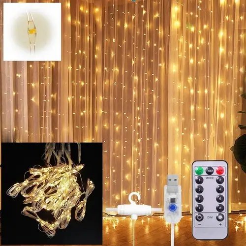 Гірлянда-штора світлодіодна 200 LED 3х2 м + Пульт+USB Теплий білий Лучшая цена