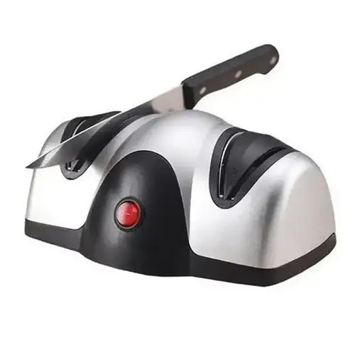 Подвійна електрична точила для ножів та ножиць від мережі Knife Shaper Срібляста