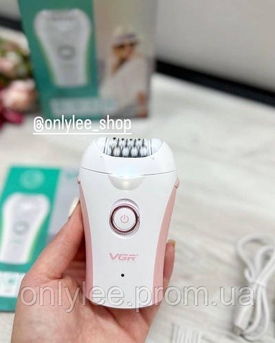 Епілятор VGR V-705 PINK для всього тіла бездротовий з підсвіткою депілятор жіночий компактний