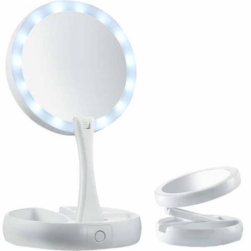 Складное дзеркало для макіяжу з Led підсвічуванням кругле My Fold Away Mirror White SN27