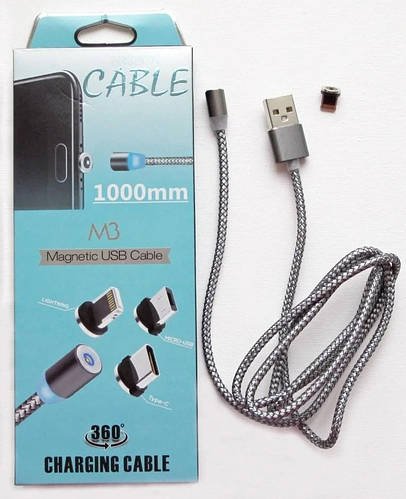 M3 3in1 USB Type-C магнітний кабель 3в1 для зарядки 1000mm Magnetic usb cable SN27