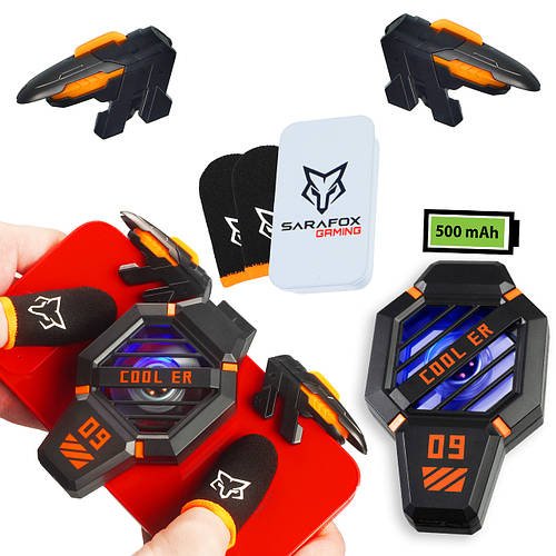 Комплект 6в1 для телефону тригери MEMO AK-06 кулер охолодження DY09 з 500 мАч Напальчники Sarafox V1 + бокс