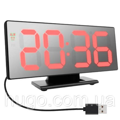 Годинник дзеркальний з LED підсвічуванням VST-888, від USB / Настільний електронний годинник з будильником