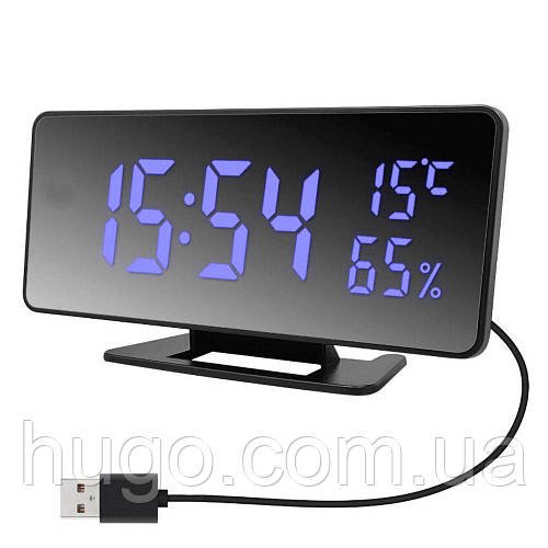 Годинник дзеркальний з LED підсвічуванням, від USB і від батарейок, VST-888-5 / Електронний годинник з будильником для дому