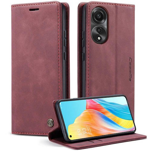 Чохол книжка з магнітом OPPO A78 4G CaseMe Wine