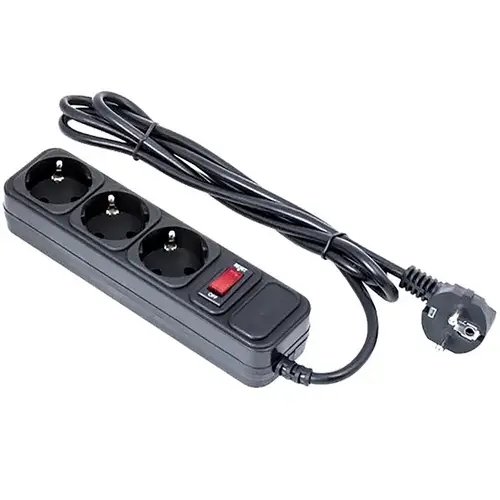 Мережевий фільтр подовжувач на 3 розетки Greelite SP3 1.8 м Чорний YU227