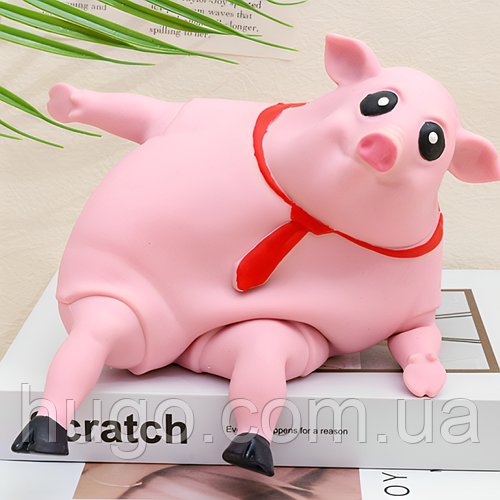Антистрес іграшка Еластична свиня 22 см, Pink Pig BIG / Свинка сквіш / Свинка бос / Дитяча іграшка