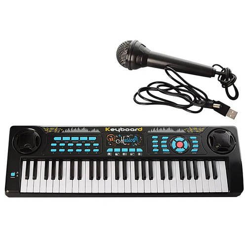 Дитячий синтезатор-піаніно на 54 клавіші з мікрофоном та MP3 Limo Toy M 5499 Чорний