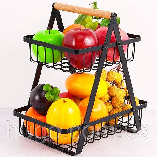 Кошик для фруктів 2 яруси, 32х30х18см, Vegetable and fruit storage rack / Фруктовниця металева
