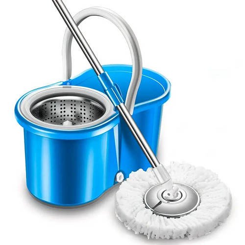 Набір Швабра з Відром з Віджимом та Центрифугою для Миття Пола Rotary Mop Синій Автоматичне Віджимання