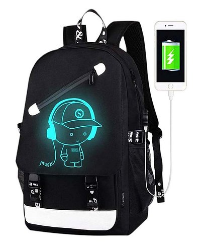 Рюкзак Music з USB світиться в темряві Чорний