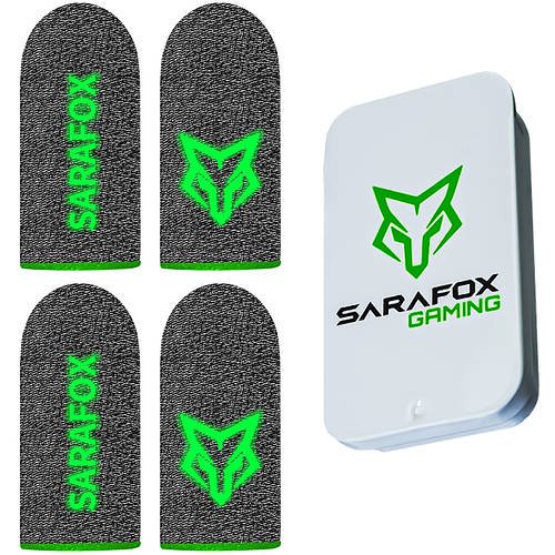Напальчники Sarafox v9 (4 шт.) для гри телефоне смартфоні пабг pubg mobile пубг зелені світяться + бокс