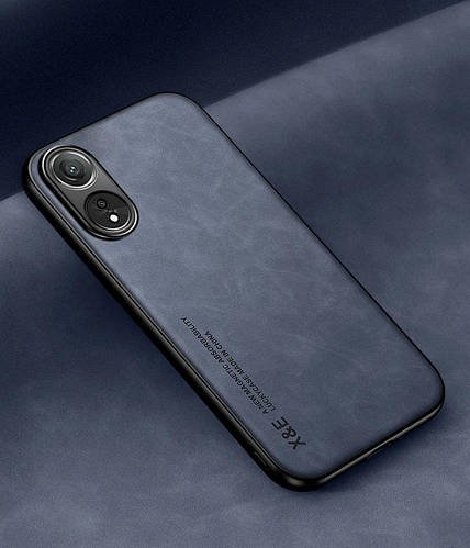 Шкіряний чохол XnE OPPO A78 4G з металевою вставкою Blue