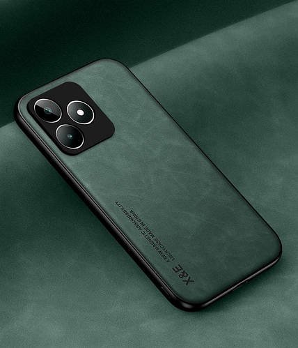 Шкіряний чохол XnE Realme C53 з металевою вставкою Green