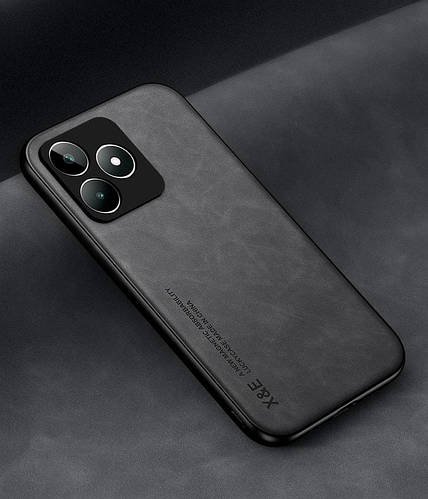 Шкіряний чохол XnE Realme C53 з металевою вставкою Black
