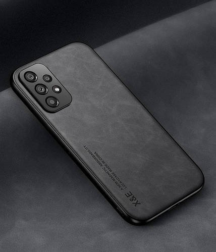 Шкіряний чохол XnE Samsung Galaxy A52 A525 з металевою вставкою Black