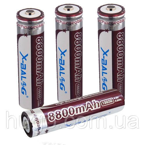 Комплект 4шт Акумулятор 18650 X-Balog 8800mAh 4,2V Li-ion/Акумуляторна батарейка для ліхтариків