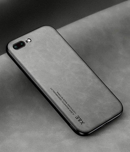 Шкіряний чохол XnE iPhone 7 Plus / 8 Plus з металевою вставкою Grey