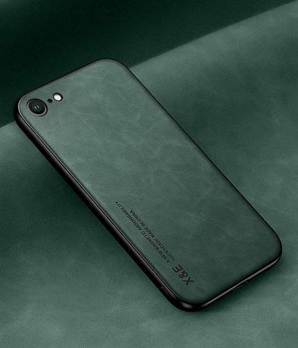 Шкіряний чохол XnE iPhone SE 2022 з металевою вставкою Green