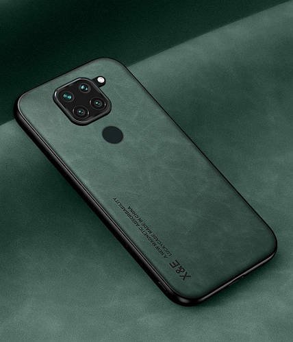 Шкіряний чохол XnE Xiaomi Redmi Note 9 з металевою вставкою Green