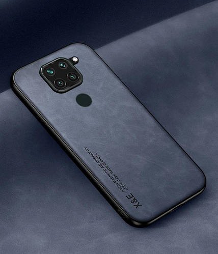 Шкіряний чохол XnE Xiaomi Redmi Note 9 з металевою вставкою Blue