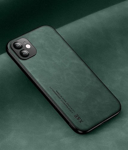 Шкіряний чохол XnE iPhone 11 з металевою вставкою Green