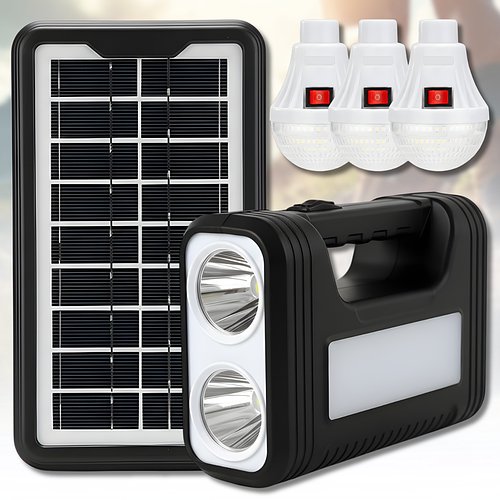 Портативний ліхтар на сонячній батареї з 3 LED лампами та функцією Power Bank GD-8017s Solar
