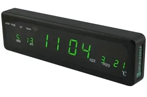 Електронний цифровий настільний LED годинник Caixing CX-808 З зеленим циферблатом