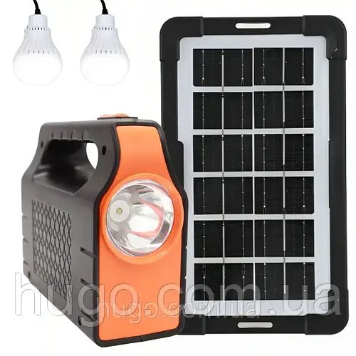 Комплект LED ліхтар на сонячних батареях + 2 лампочки + Power Bank, 3500 мАг, Junai JA-2007