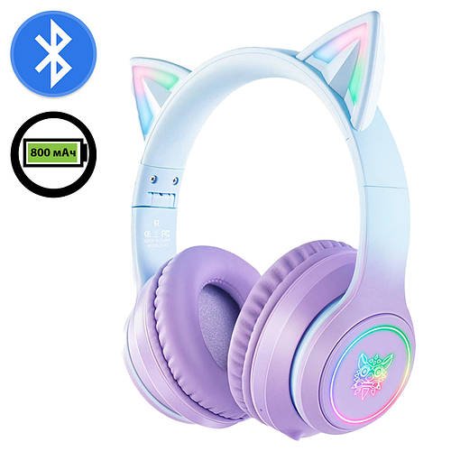 Детские игровые наушники ONIKUMA B90 Cat Ear с ушками беспроводные геймерские с микрофонной панелью 800 мАч