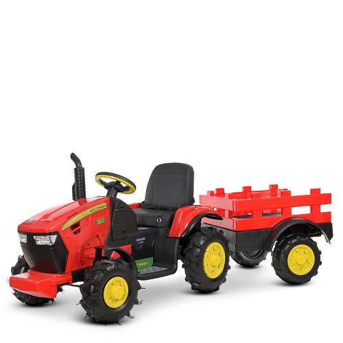 Дитячий електромобіль Трактор з містким причепом та MP3 музикою Bambi M 4619ABLR-3 Червоний