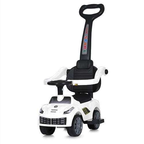 Дитяча каталка-толокар з батьківською ручкою та музикою Bambi M 5728L-1 Білий