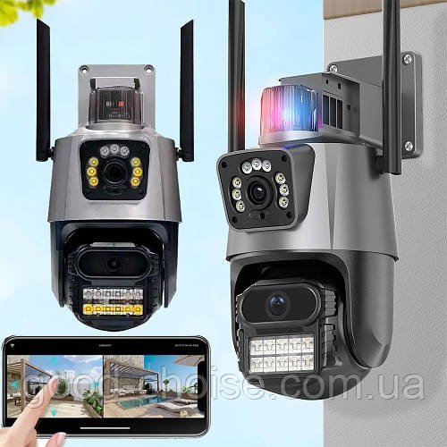 Вулична охоронна WIFI камера відеоспостереження (Full HD, 6Mp) Dual Lens / Камера спостереження з віддаленим доступом