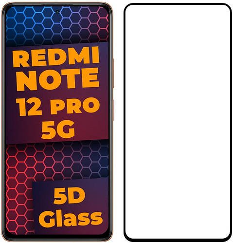 5D скло Xiaomi Redmi Note 12 Pro 5G (Захисне Full Glue) Black