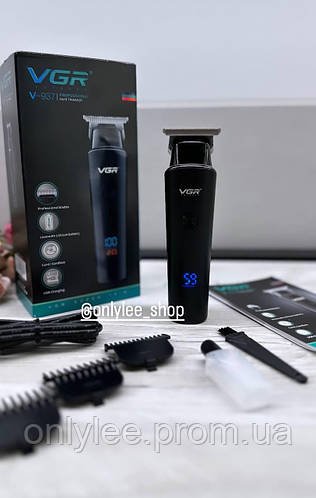 Тример для волосся VGR V-937 на акумуляторі з USB-кабелем для заряджання світлодіодним дисплеєм 3 насадками