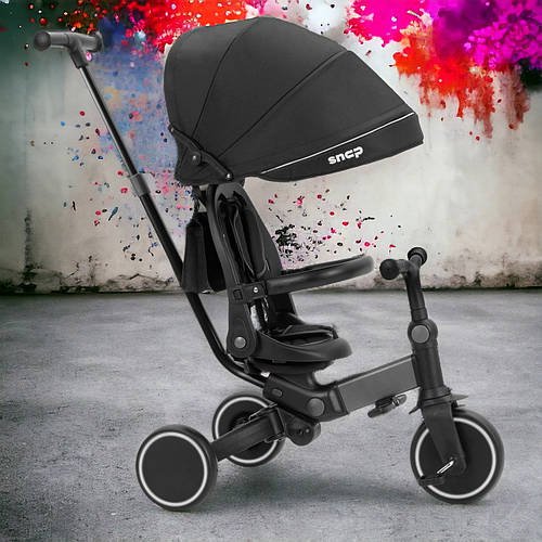Велосипед триколісний 3в1 з батьківською ручкою (біговел) TILLY SNAP T-391 Чорний