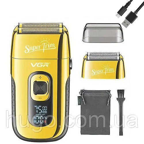 Електробритва з дисплеєм від USB, VGR Super Trim V-332, Золотий / Бритва шейвер / Бритва акумуляторна