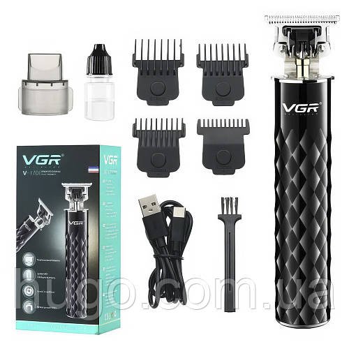 Машинка для стрижки з тримером і 4 насадками від USB, VGR V-170 / Акумуляторна машинка для волосся