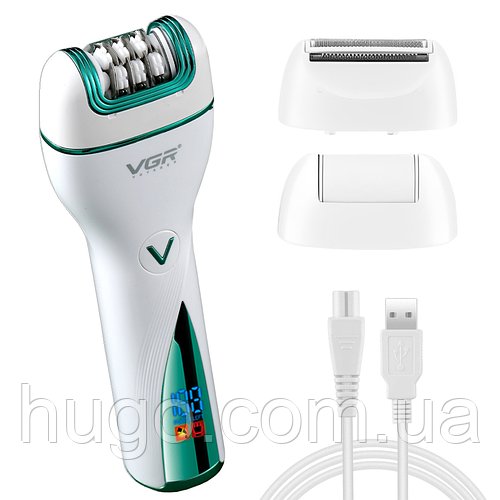 Епілятор жіночий 3в1 акумуляторний, від USB, VGR V-728 / Машинка для епіляції / Депілятор для ніг