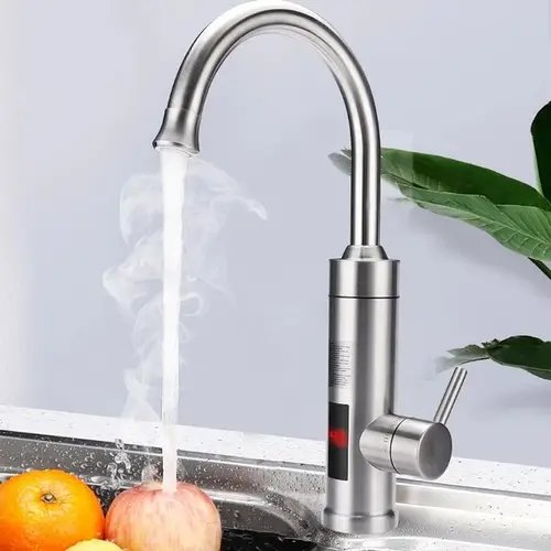 Водонагрівач ХРОМ проточний Water Heater RY-020 нагрівач електричний 3000 Вт з дисплеєм SN27
