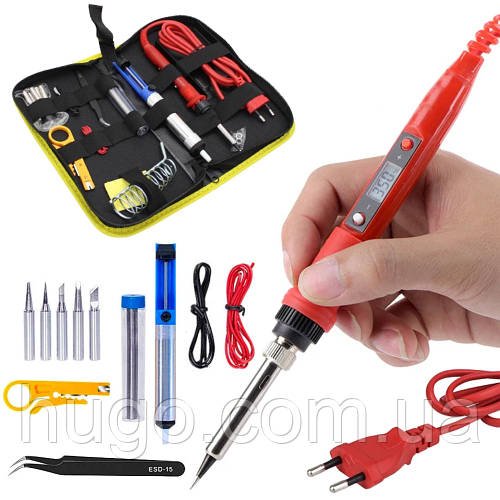 Набір для паяння у футлярі, 220V, 80W / Паяльний набір / Цифровий паяльник з регульованою температурою