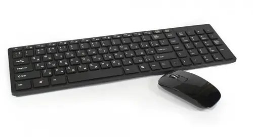 Набір 2 в 1 Стильна бездротова клавіатура та мишка Wireless K06 ART:2230 Чорного кольору
