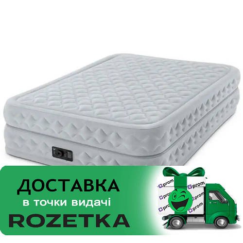Надувне двоспальне ліжко Intex 64490 ND Сірий (152-203-51) з вбудованим електричним насосом