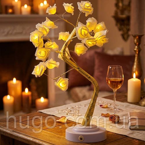 Настільне світлодіодне "Дерево з троянд" H20IN / Настільна лампа з троянд / Світильник-нічник настільний