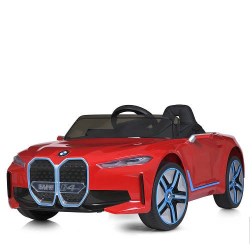 Дитячий електромобіль BMW I4 License (пульт 2,4G, 12V7AH, мотор передній 2*39W, задній 2*30W) JE1009 Червоний