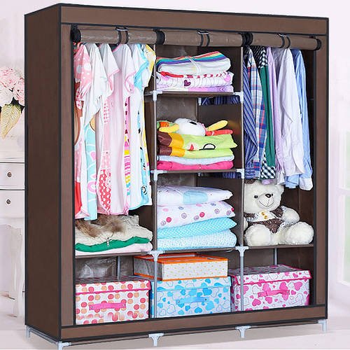 Складаний шафа великий STORAGE WARDROBE 175 х 130 х 45 см каркасний тканинний Коричневий HP227