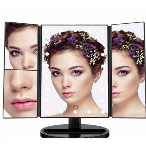 Дзеркало для макіяжу з LED підсвічуванням Superstar Magnifying Mirror 22 Black чорне HP227